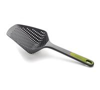 Joseph Joseph Scoop Plus Colador, Cuchara Escurridora/Colador, Recoge, Escurre y Sirve, resistente al calor hasta 200°C (392°F), Apto para lavavajillas, Grande, Gris/Verde