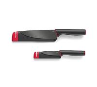 Joseph Joseph Slice and Sharpen Cuchillo de Chef 15 cm y Cuchillo para Cortar y Pelar 9 cm, Funda Protectora con Afilador Integrado