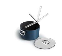 Joseph Joseph Space Cazo 23cm con Tapa, Mango Plegable, Ahorro de Espacio, Inducción y Horno, Revestimiento Cerámico