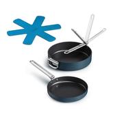 Joseph Joseph Space Juego 2 Sartenes, Mangos Plegables, Ahorro de Espacio, Inducción y Horno, Revestimiento Cerámico