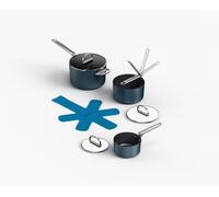 Joseph Joseph Space Juego 3 Cazos con Tapas, Mangos Plegables, Ahorro de Espacio, Inducción y Horno, Cerámica Profesional