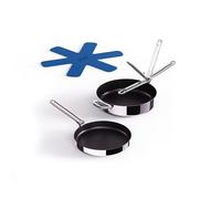 Joseph Joseph Space Steel set 2 sartenes acero inox 24/28 cm antiadherente cerámica, inducción, asas plegables, apilable
