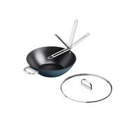 Joseph Joseph Space Wok 32cm con Tapa, Mango Plegable, Ahorro de Espacio, Inducción y Horno, Revestimiento Cerámico