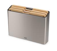 Joseph Joseph Folio Tablas de Picar Antideslizantes en Bambú, 3 Piezas, con Estuche de Almacenamiento en Acero Inoxidable, Grande