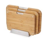 Joseph Joseph Nest™ Juego de 3 Tablas de Cortar de Bambú, Doble Cara, Antideslizantes, Iconos de Alimentos, Soporte de Metal
