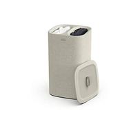 Joseph Joseph Tota, Cesto de la ropa sucia con tapa, 60 litros, sistema de separación colada con 2 bolsos extraíbles con asas, Beige