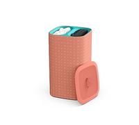 Joseph Joseph Tota Pop, Cesto de la ropa sucia con tapa, 60 litros, sistema de separación colada con 2 bolsos extraíbles con asas, Coral/Verde
