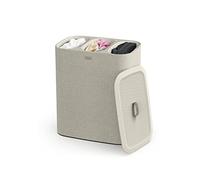 Joseph Joseph Tota Trio, Cesto de la ropa sucia con tapa, 90 litros, sistema de separación colada con 3 bolsos extraíbles con asas, Beige