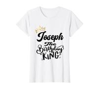 Joseph The Birthday King Happy Birthday Shirt Hombres Niños Adolescentes Camiseta gráfica económica, Mujer, Blanco, XS