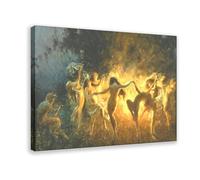 Joseph Tomanek - Lienzo decorativo con diseño de danza de fuego y ninfas bailando para pared, marco moderno para decoración de dormitorio familiar, 30 x 45 cm