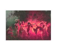 Joseph Tomanek - Póster de danza del fuego con diseño de ninfas bailando en rojo, para dormitorio, lienzo decorativo para pared, oficina, habitación, decoración estética, regalo, sin marco, 24 x 36