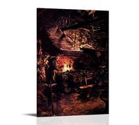 Joseph Wright of Derby - Póster de obra maestra clásica de The Blacksmith's Shop, pintura sobre lienzo, arte de pared, impresión de pergamino, para sala de estar, paredes, decoración de hogares, 40 x