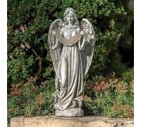 Joseph's Studio by Roman, colección de estatuas de jardín, ángel LED de 16.7 pulgadas de alto con flor, decoración del hogar, regalo devoto, inspiración oradora (7 x 4 x 16)