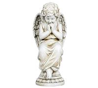 Joseph's Studio by Roman - Estatua de ángel Sentado, 17 Pulgadas de Alto, colección de jardín, Resina y Piedra, Decorativa, Regalo religioso, decoración para Interiores y Exteriores, Duradera,
