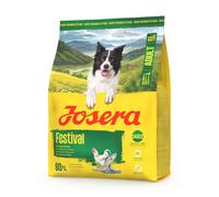 JOSERA Festival (5 x 900 g) | Adult | Premium Trockenfutter für ausgewachsene wählerische Hunde | Lachs & Geflügel | leckerer Soßenmantel - auch zum Einweichen | weizenfrei | Hundefutter | 5er Pack