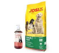 JOSERA JosiDog Senior/Ligero 15 kg & LAB V Aceite de salmón 1000 ml