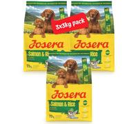 JOSERA Mother & Puppy Salmón y arroz (3 x 3 kg) | Alimento seco Premium para Perras y Cachorros preñados y Lactantes | óptimo Cuidado con Enegie y L-carnitina | Sin Gluten | Paquete de 3