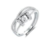 Josfeva Anillos de plata 925 para la ansiedad, anillo de plata de ley 925 antiestrés, anillos de ansiedad abiertos ajustables con circonita cúbica, anillo giratorio con cuentas, anillo de