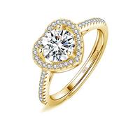 Josfeva Anillos de plata para mujer, anillo de plata de ley 925 con diamantes de promesa de amor para parejas, anillos de compromiso románticos ajustables, cuadrados/redondos/corazones en 3 colores