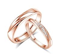 Josfeva Anillos de plata para parejas para mujeres/hombres, plata de ley 925, anillos de plata ajustable, anillo de compromiso de boda con circonita cúbica para promesa de amor, aniversario, San