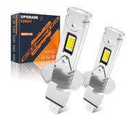 JOSHF Bombilla H3 LED Faro Mejorado para Coches y Motos, Anti-error CSP 18000LM 6500K Luz Blanca LED H3 Bombilla de Coche, Sustitución de Bombillas Halógenas, LED H3 DC12V, 2 Bombillas