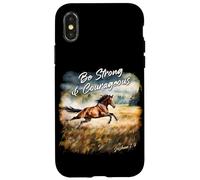 Joshua 1:9 Be Strong & Courageous - Girls Horse Verse Carcasa para iPhone X/XS