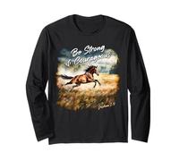 Joshua 1:9 Be Strong & Courageous - Girls Horse Verse Manga Larga