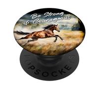 Joshua 1:9 Be Strong & Courageous - Girls Horse Verse PopSockets PopGrip Adhesivo