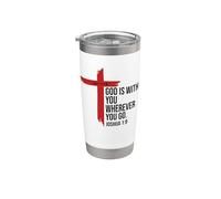 Joshua 1:9 Bible Verse Christian Cross Jesus God is With You Vaso térmico de acero inoxidable de doble pared