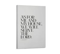 Joshua 24 As For Me And Retro Bible Wall Art Paintings Canvas Prints Poster Artwork for Living Bedroom Bathroom Office Home Decor 12x18inch (30x45cm)