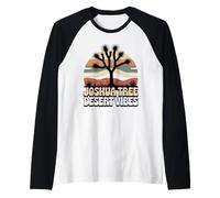 Joshua Tree Desert Vibes Puesta del Sol Paisaje Arte Camiseta Manga Raglan
