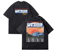Josiah Queen The Mt. Zion Tour Merch - Camiseta de algodón lavado unisex de manga corta con cuello redondo, Negro, M