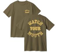 Josiah Queen Watch Your Mouth - Camiseta de algodón unisex de manga corta con cuello redondo, caqui, L