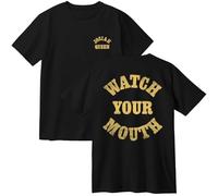 Josiah Queen Watch Your Mouth - Camiseta de algodón unisex de manga corta con cuello redondo, Negro, XXL