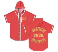 Josiah Queen Watch Your Mouth - Camiseta de béisbol con capucha, manga corta, unisex, cuello redondo, rosso, S