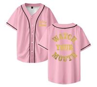 Josiah Queen Watch Your Mouth - Camiseta de béisbol con cuello en V, unisex, manga corta, ropa de calle, rosa, 4XL