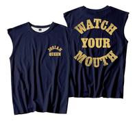 Josiah Queen Watch Your Mouth Camiseta sin mangas unisex informal para exteriores, azul marino, S