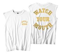 Josiah Queen Watch Your Mouth Camiseta sin mangas unisex informal para exteriores, blanco, L