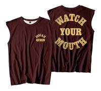 Josiah Queen Watch Your Mouth Camiseta sin mangas unisex informal para exteriores, marrón, L
