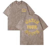 Josiah Queen Watch Your Mouth - Camiseta unisex de algodón lavado, manga corta, informal, cuello redondo, marrón, 10XL