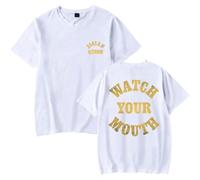 Josiah Queen Watch Your Mouth - Camiseta unisex informal de manga corta con cuello redondo, blanco, 4XL