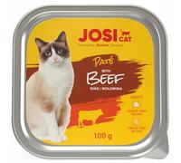 JosiCat Paté with Beef (16 x 100 g) | Jugosa comida para gatos con ternera y vitamina E y D3 | sin cereales | Comida húmeda premium para gatos adultos | Alimento completo | Powered by Josera | Paquete