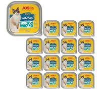 JosiCat Paté with Salmon (16 x 100 g) | Jugosa comida para gatos con salmón (certificado ASC) | sin cereales | Comida húmeda premium para gatos adultos | Alimento completo | Powered by JOSERA | 16