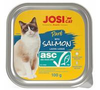 JosiCat Paté with Salmon (16 x 100 g) | Jugosa comida para gatos con salmón (certificado ASC) | sin cereales | Comida húmeda premium para gatos adultos | Alimento completo | Powered by JOSERA | 16