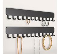 Josmimic Soporte organizador de collares de pared: 2 unidades, color negro