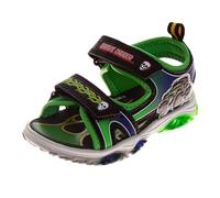 Josmo Monster Jam - Sandalias deportivas con luz LED para grave Digger Megalodon Monster Truck para niño, sandalias El Toro Loco para niños pequeños, niños grandes, Negro/Verde, 25 EU
