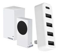 Joso Hub USB de 5 puertos para la serie Xbox, conector USB de alta velocidad ExpanderAdapterZubehör Kompatibel mit Xbox Serie x/s Console, Hub-Splitter mit 4 USB 1 Typ C 2.0-Weiß