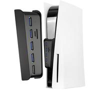 Joso Hub USB de 5 Puertos para PS5, Adaptador Divisor de Cargador de expansión de Alta Velocidad con 4 USB + 1 Puerto de Carga USB + 1 Puerto Tipo C, Compatible con Consola de Juegos PlayStation 5