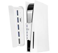 Joso - Hub USB para PS5, extensión PS5, USB tipo C 3.1, extensor de transmisión de alta velocidad con 4 USB + 1 puerto de carga USB + 1 puerto USB C convertidor divisor - blanco