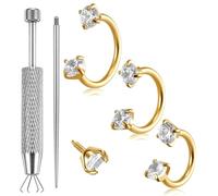 Josojoou 18 g Herradura Piercing nariz Set septum Nasenpiercing Ring 6mm/7mm/8mm Titan Nasenring mit Greifwerkzeug und Piercing Nadel Rückseite Helix Kcartílago Lippenpiercing Schmuck, 6/7/8 mm, Acero